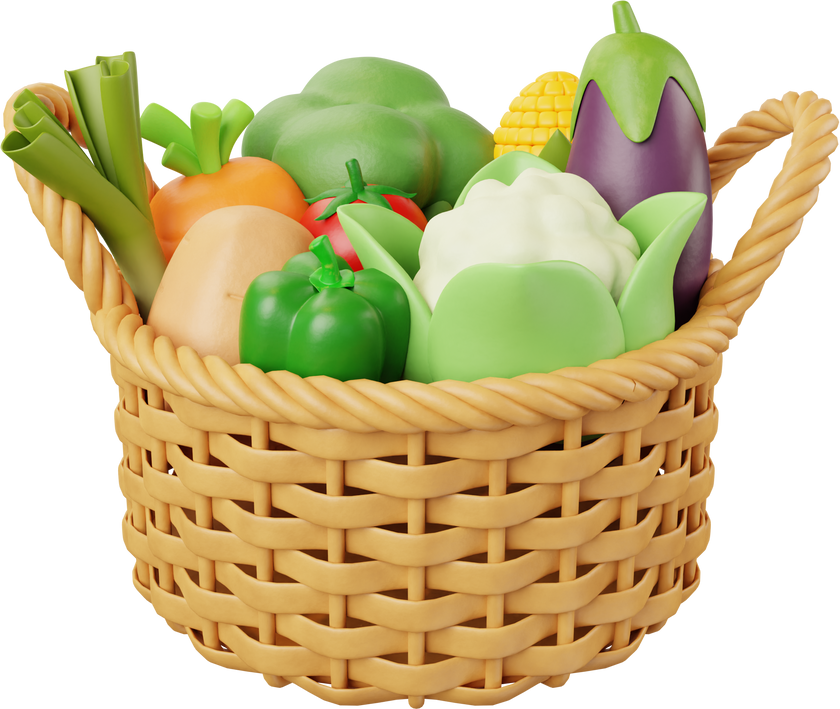 Fresh Vegetable in Basket 3d